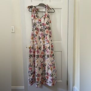 House of Harlow 1960 Cream Floral Multicolored Dress w/ Bow Straps!